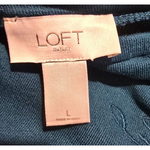 Loft Womens sz L green long sleeve embroidery floral sweater 100% Cotton - Picture 3 of 12